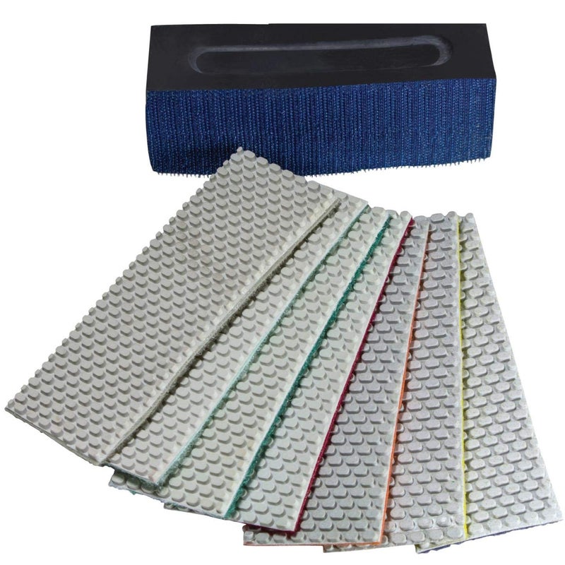 Stadea HPW110H Diamond Hand Polishing Pads Flexible for Concrete Glass Marble Stone Polishing, 7 Pads 1 Backing Pad Set - Image 1